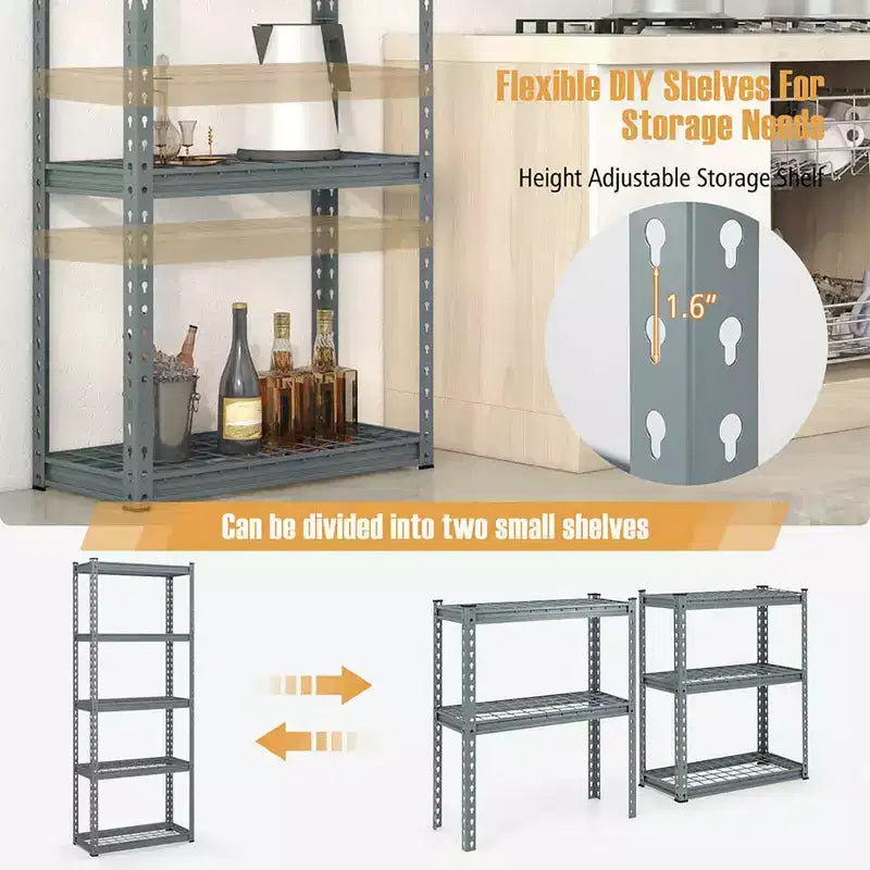 Étagère métallique à 5 niveaux, grille de rangement robuste en fil de fer