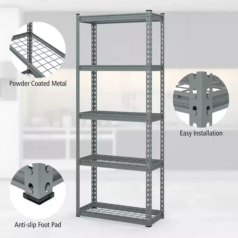 Étagère métallique à 5 niveaux, grille de rangement robuste en fil de fer