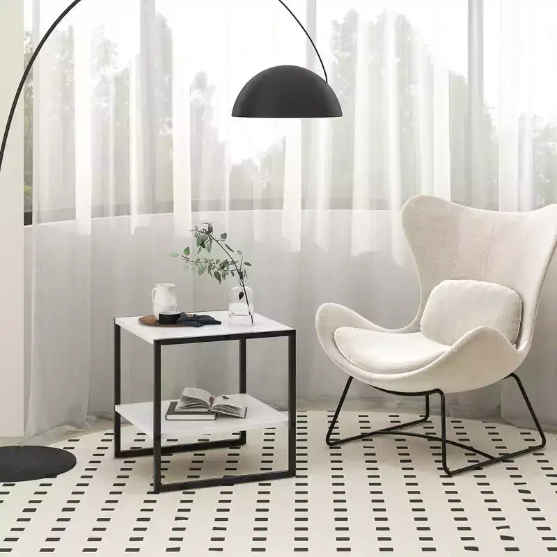 Table d'appoint à 2 niveaux avec étagère de rangement Design réversible