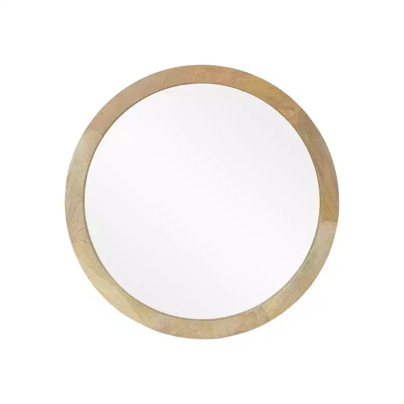 Miroir Mural Rond en Bois de Mangue Façonné à la Main Moderne