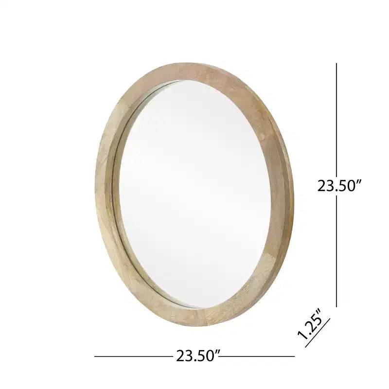 Miroir Mural Rond en Bois de Mangue Façonné à la Main Moderne