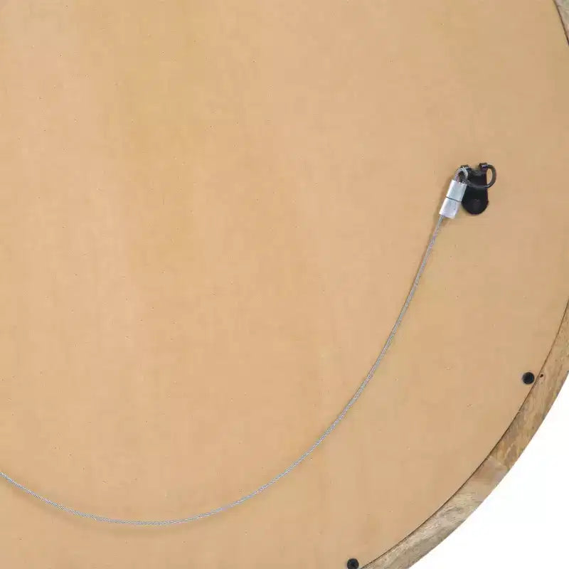 Miroir Mural Rond en Bois de Mangue Façonné à la Main Moderne