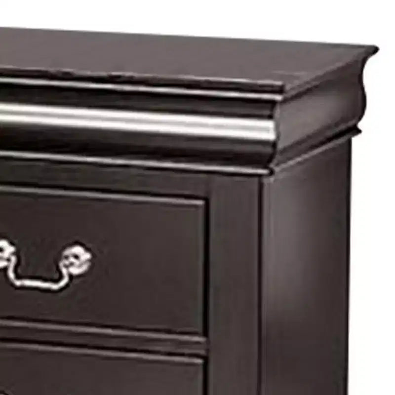 Table de chevet, 2 tiroirs, Bois massif noir