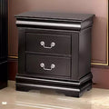 Table de chevet, 2 tiroirs, Bois massif noir