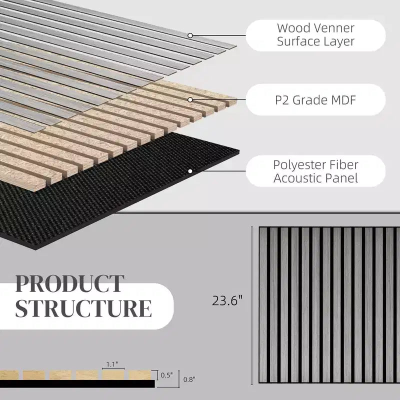 Panneaux muraux en bois, Lambris acoustique à lattes