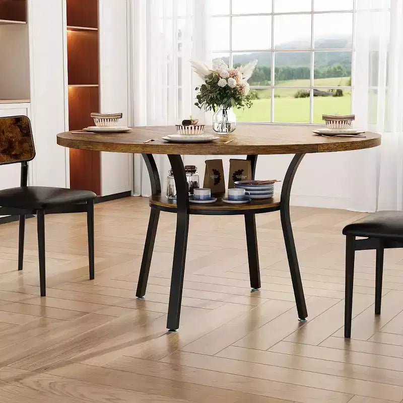 Table de salle à manger avec étagère de rangement