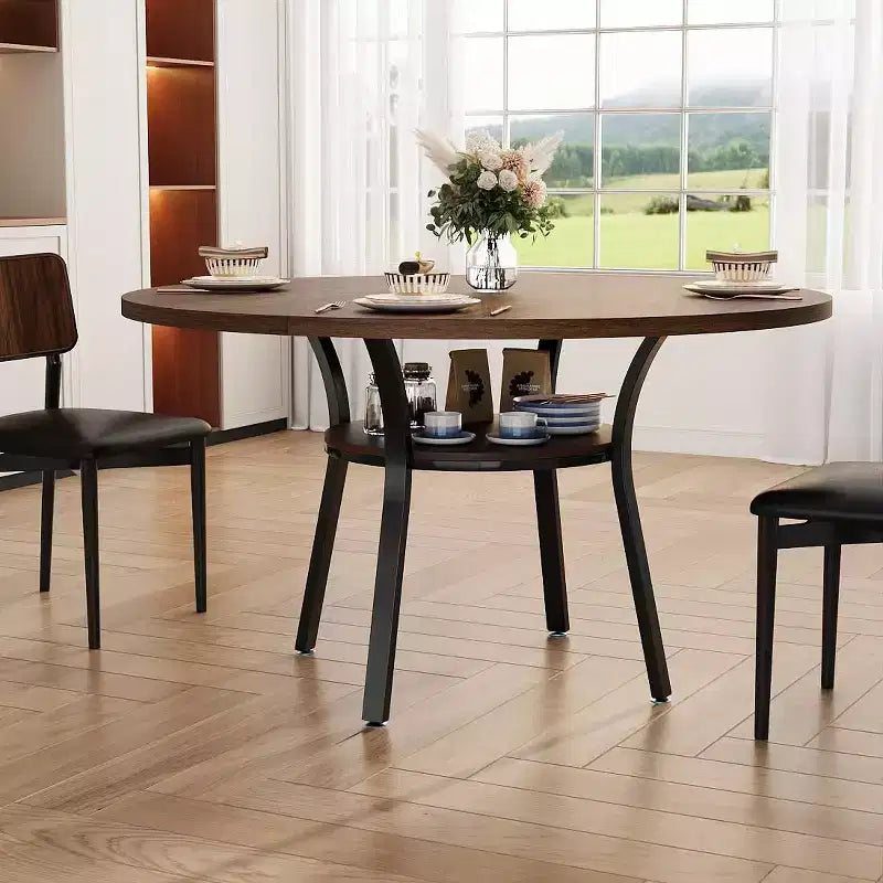 Table de salle à manger avec étagère de rangement