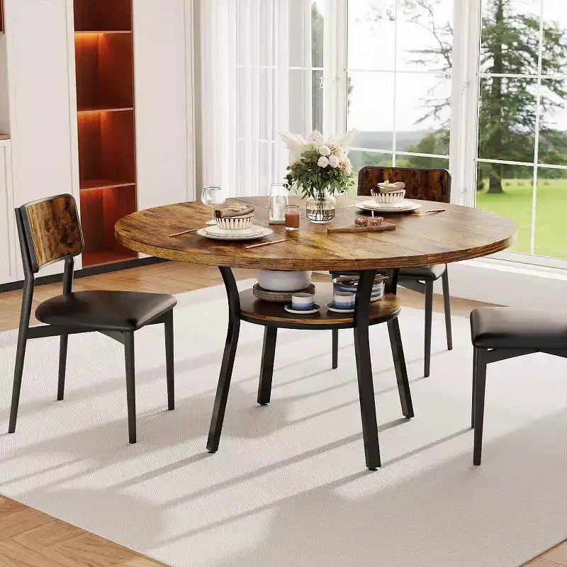Table de salle à manger avec étagère de rangement
