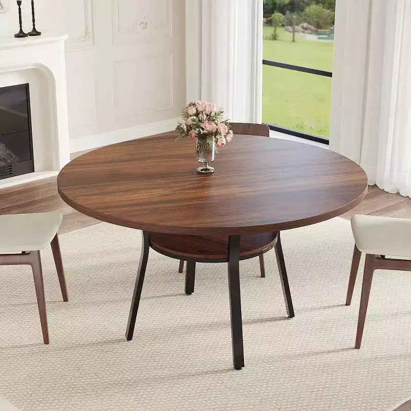 Table de salle à manger avec étagère de rangement