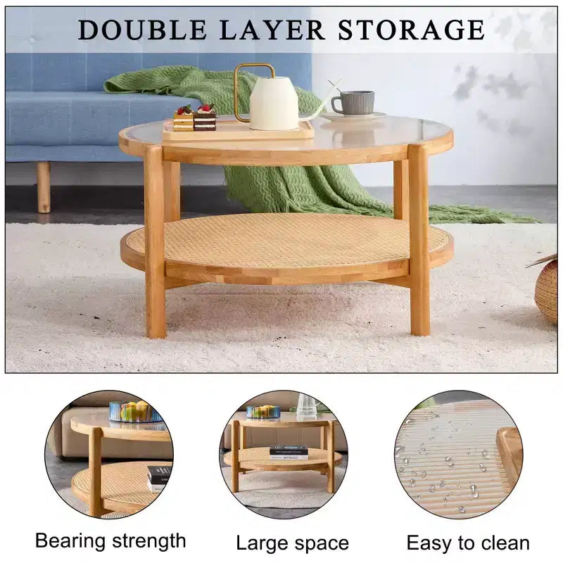 Table basse, ronde, moderne et minimaliste en bois