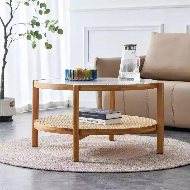 Table basse, ronde, moderne et minimaliste en bois