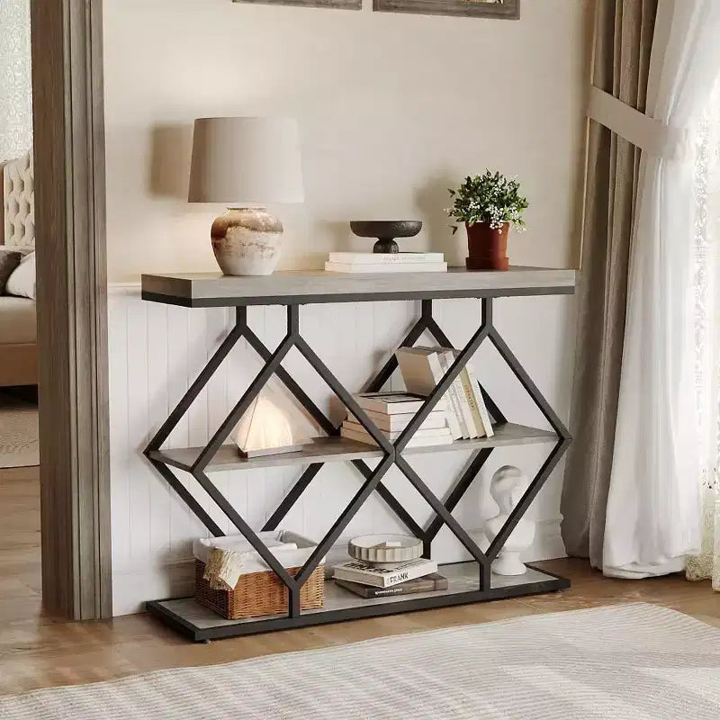 Cadre en métal diamant, étagère de rangement pour couloir