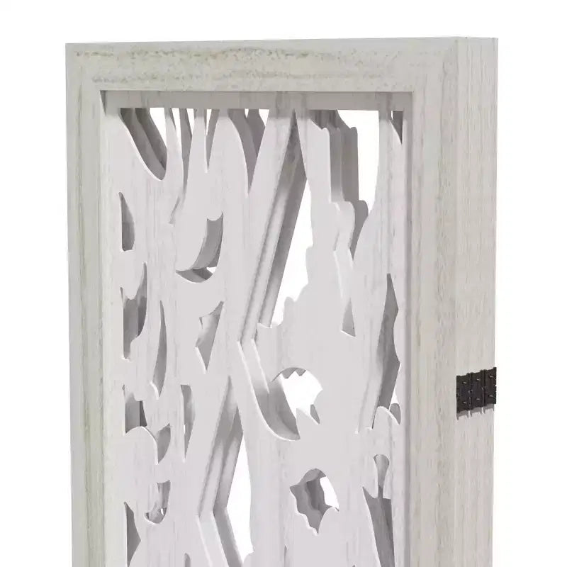 Paravent Pliant Séparateur de Pièce avec Motif Floral Sculpté