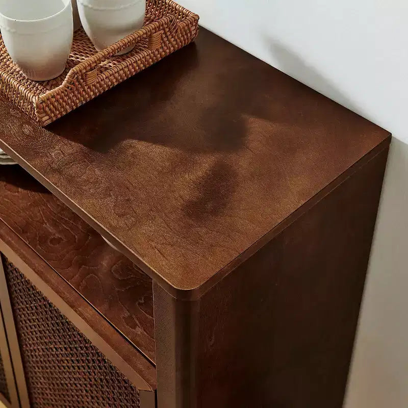 Bahut en rotin de style Mid-Century Modern
