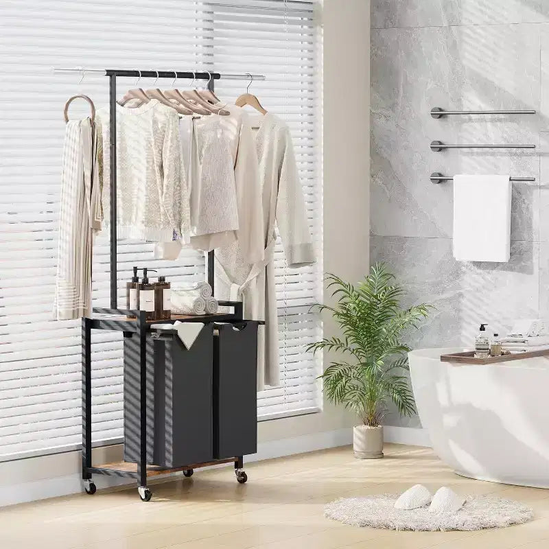 Section de tri de linge, Panier à linge à roulettes avec suspension