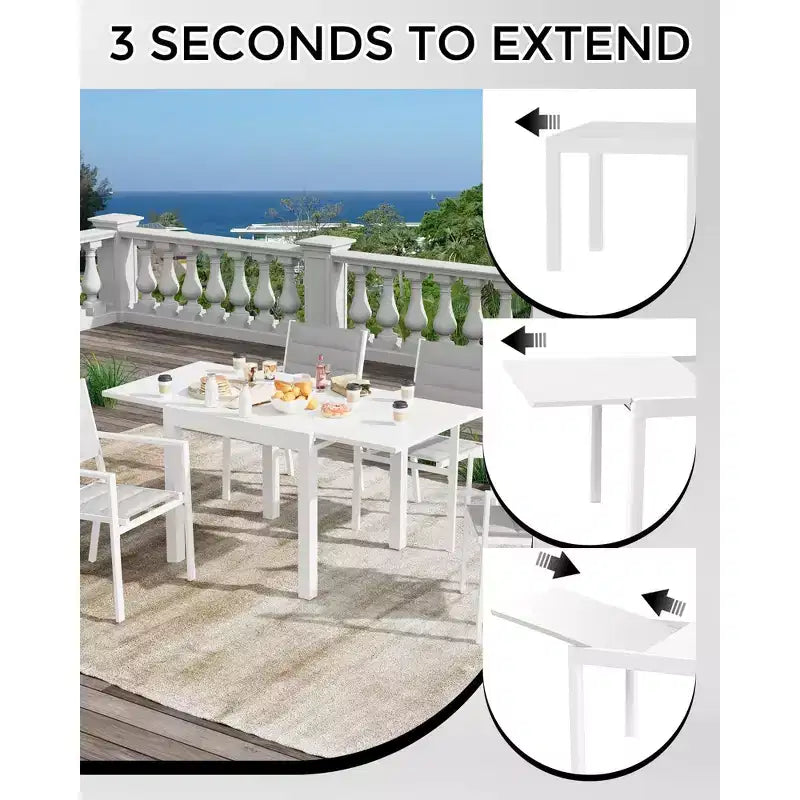 Table de salle à manger extérieure extensible