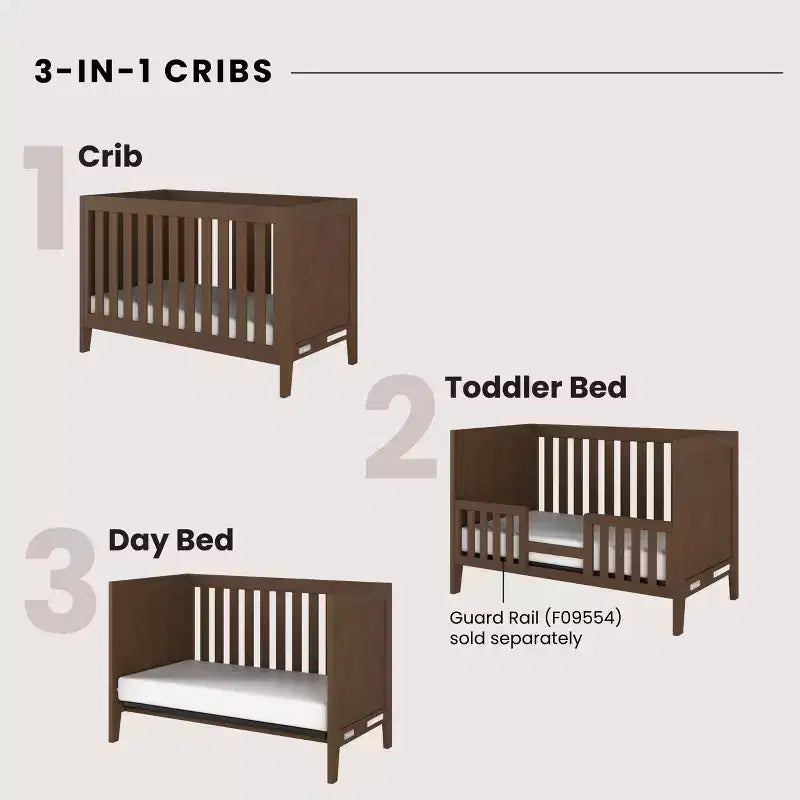 Lit de bébé convertible 3-en-1, se transforme en lit de tout-petit et en lit de repos