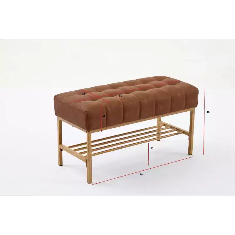 Banc à chaussures en peluche douce avec étagère, banc ottoman moderne en bout de lit