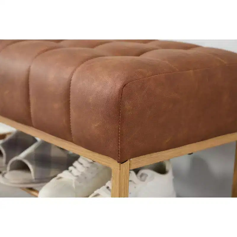 Banc à chaussures en peluche douce avec étagère, banc ottoman moderne en bout de lit