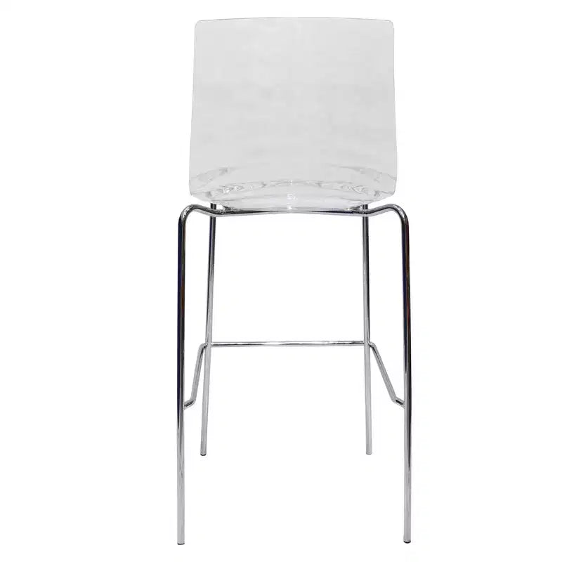 Tabouret de bar moderne en plastique avec assise ondulée et repose-pieds