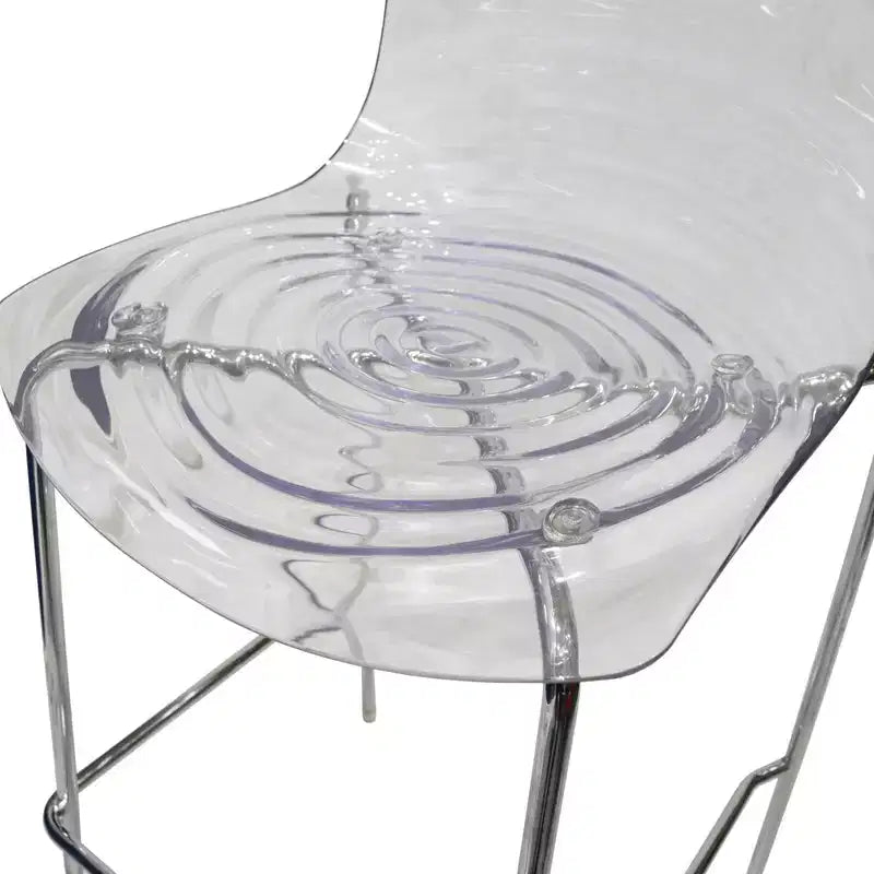 Tabouret de bar moderne en plastique avec assise ondulée et repose-pieds