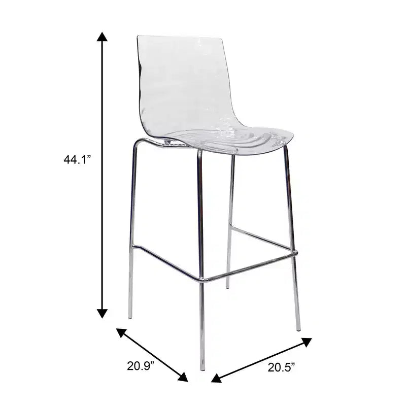 Tabouret de bar moderne en plastique avec assise ondulée et repose-pieds