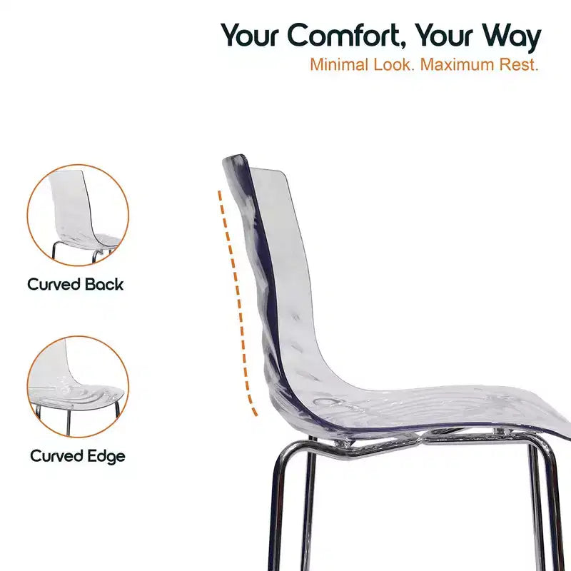 Tabouret de bar moderne en plastique avec assise ondulée et repose-pieds
