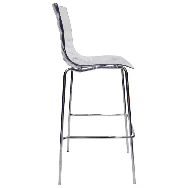 Tabouret de bar moderne en plastique avec assise ondulée et repose-pieds