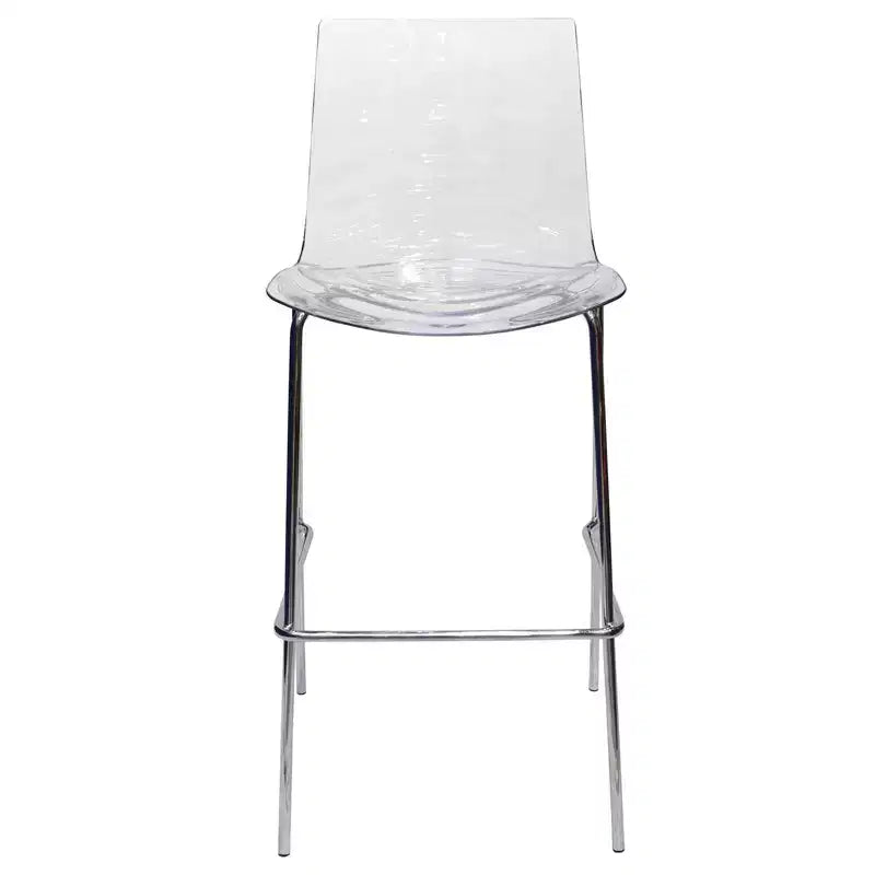 Tabouret de bar moderne en plastique avec assise ondulée et repose-pieds