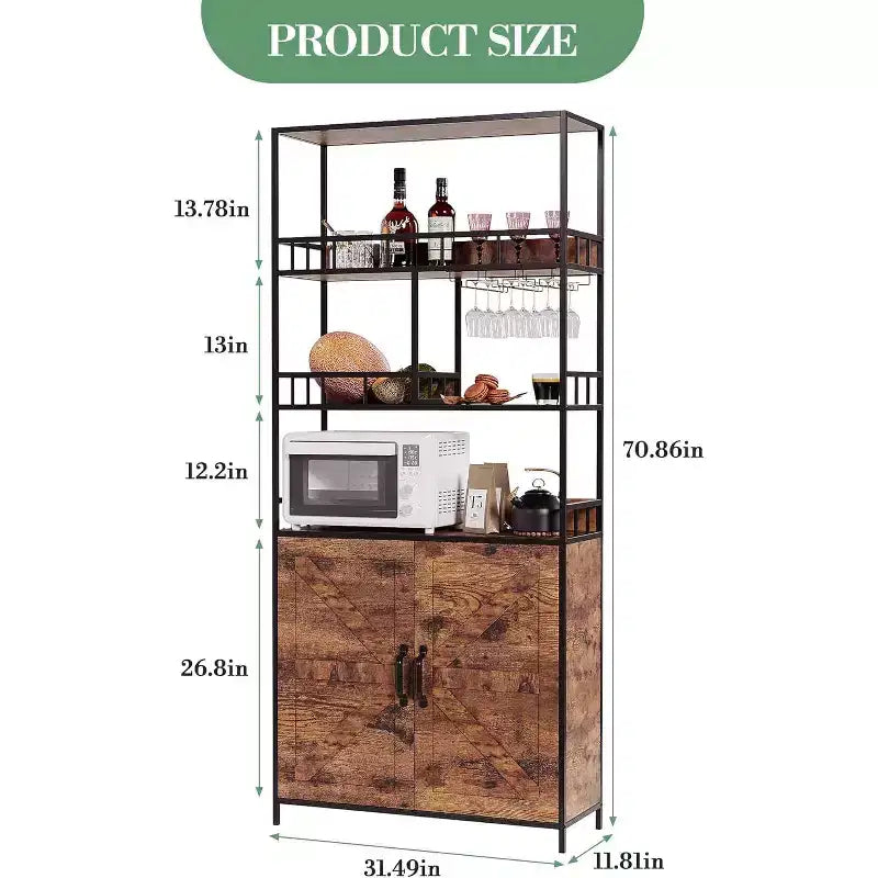 Meuble Bar Industriel, Étagère à Vin Autoportante à 5 Niveaux