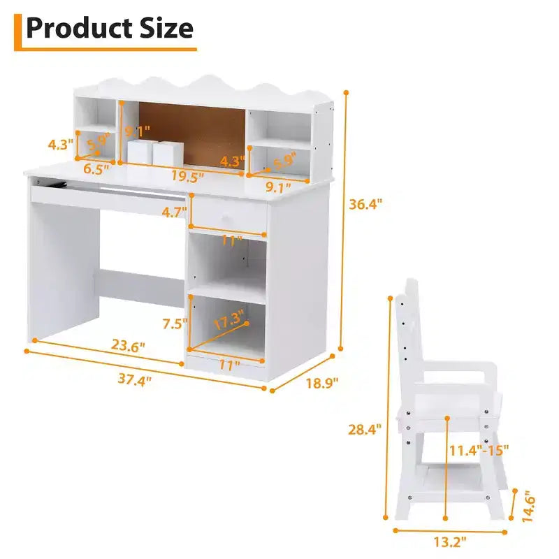 Bureau et chaise pour enfants, table d'étude réglable