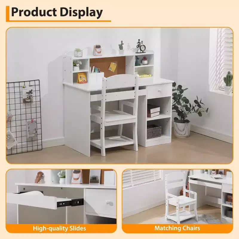 Bureau et chaise pour enfants, table d'étude réglable