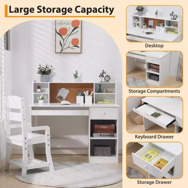 Bureau et chaise pour enfants, table d'étude réglable
