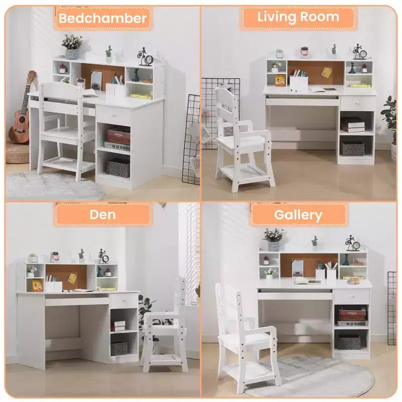 Bureau et chaise pour enfants, table d'étude réglable