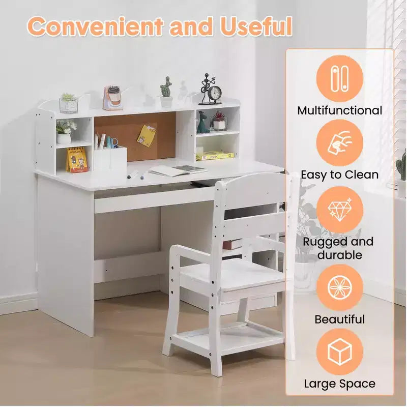Bureau et chaise pour enfants, table d'étude réglable