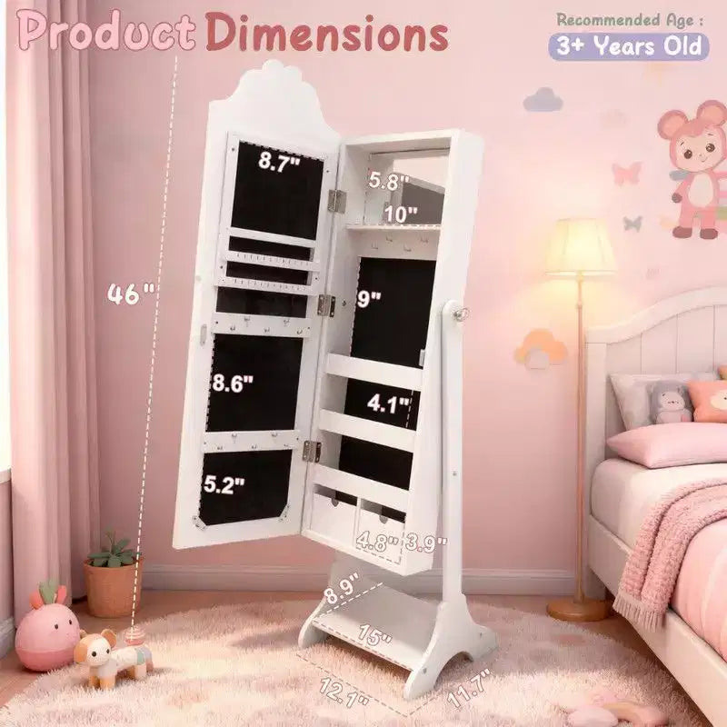 Boîte à bijoux Cœur Enfant Armoire à bijoux blanche