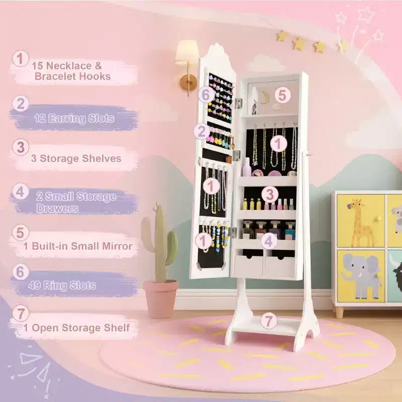 Boîte à bijoux Cœur Enfant Armoire à bijoux blanche