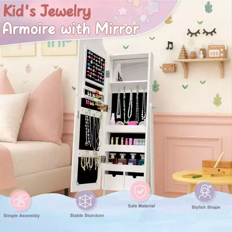 Boîte à bijoux Cœur Enfant Armoire à bijoux blanche