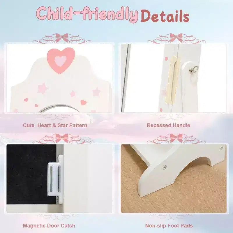Boîte à bijoux Cœur Enfant Armoire à bijoux blanche