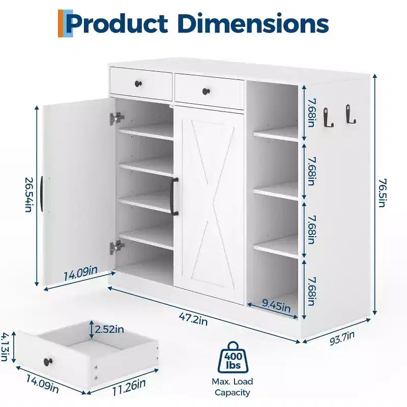 Meuble de Rangement pour Chaussures, Organisateur de Chaussures Style Ferme Moderne
