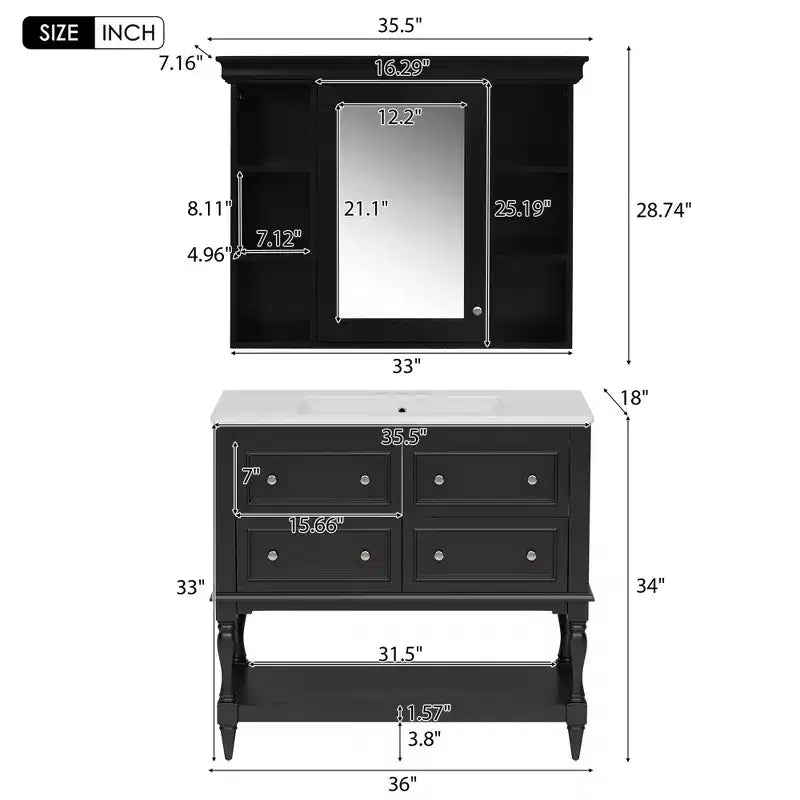 Armoire de toilette avec étagère réglable