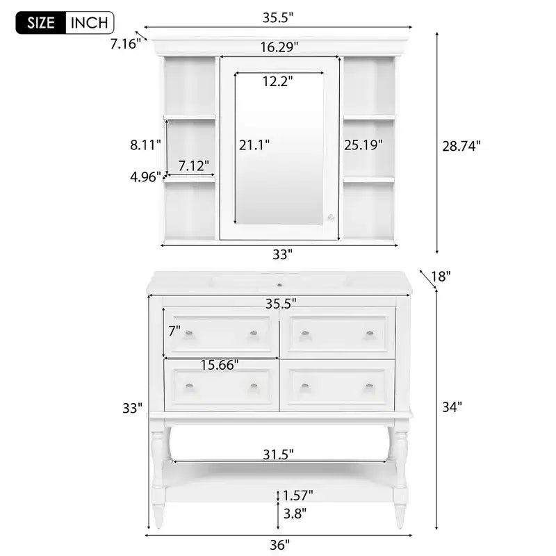 Armoire de toilette avec étagère réglable