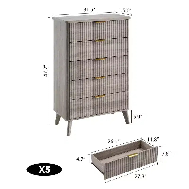 Commode moderne en bois au profil incurvé