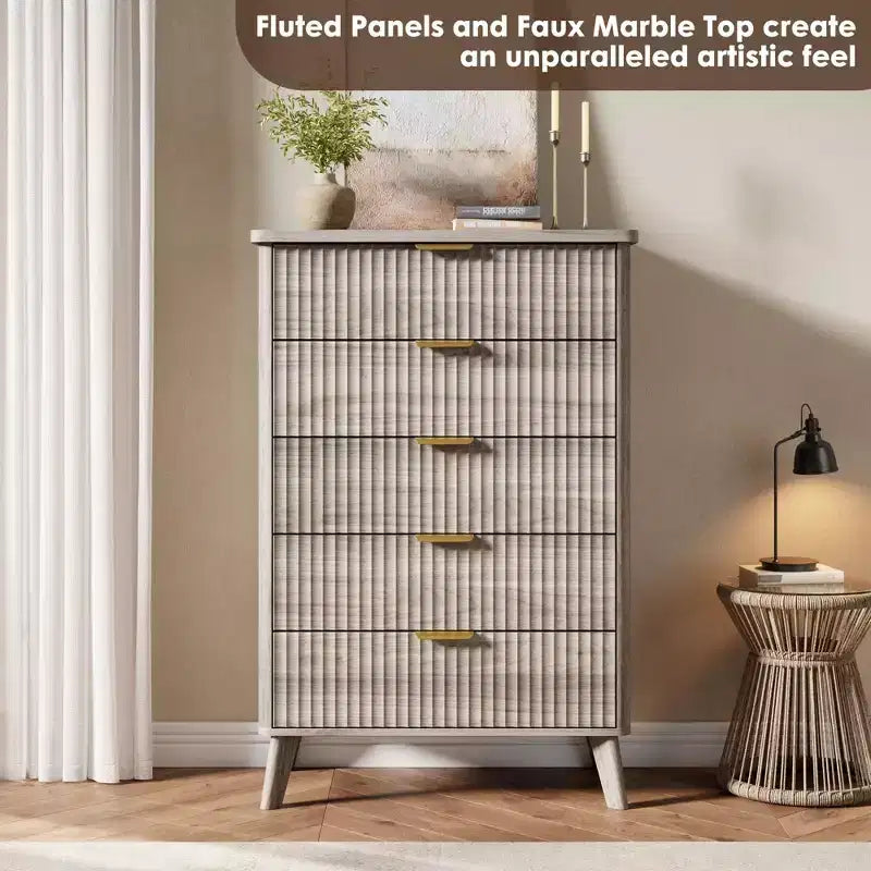 Commode moderne en bois au profil incurvé