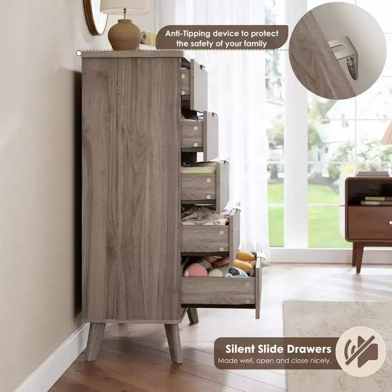 Commode moderne en bois au profil incurvé