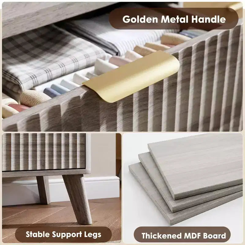 Commode moderne en bois au profil incurvé