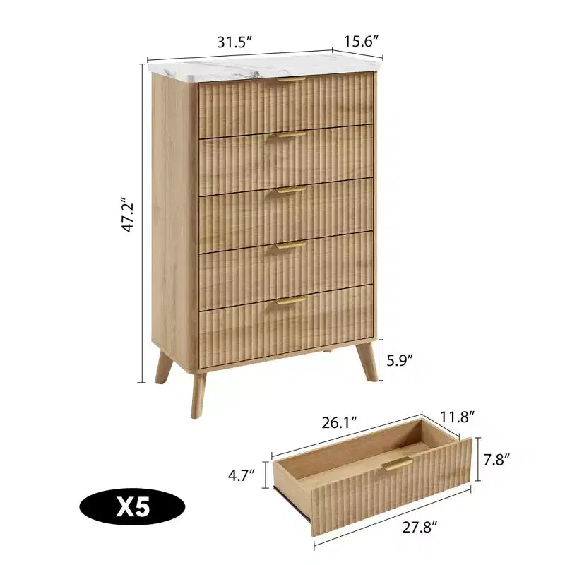 Commode moderne en bois au profil incurvé