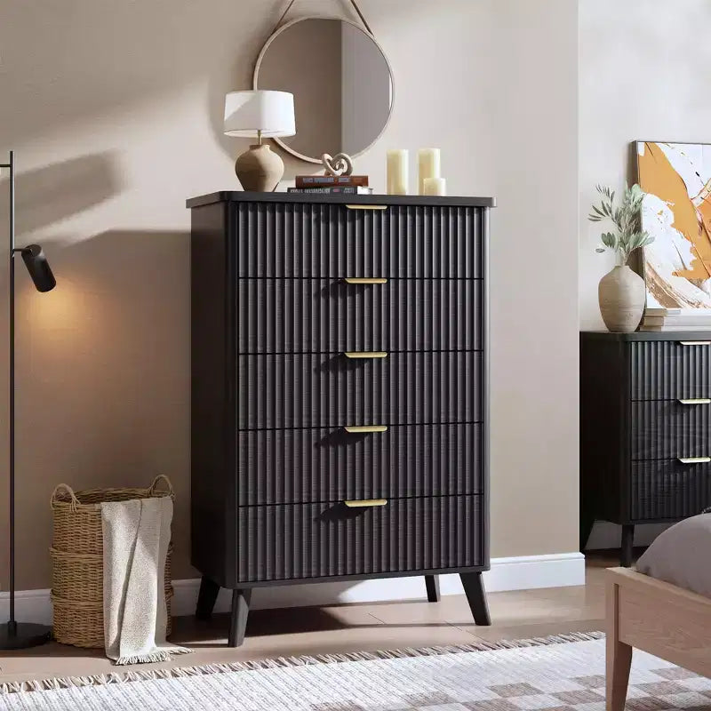 Commode moderne en bois au profil incurvé