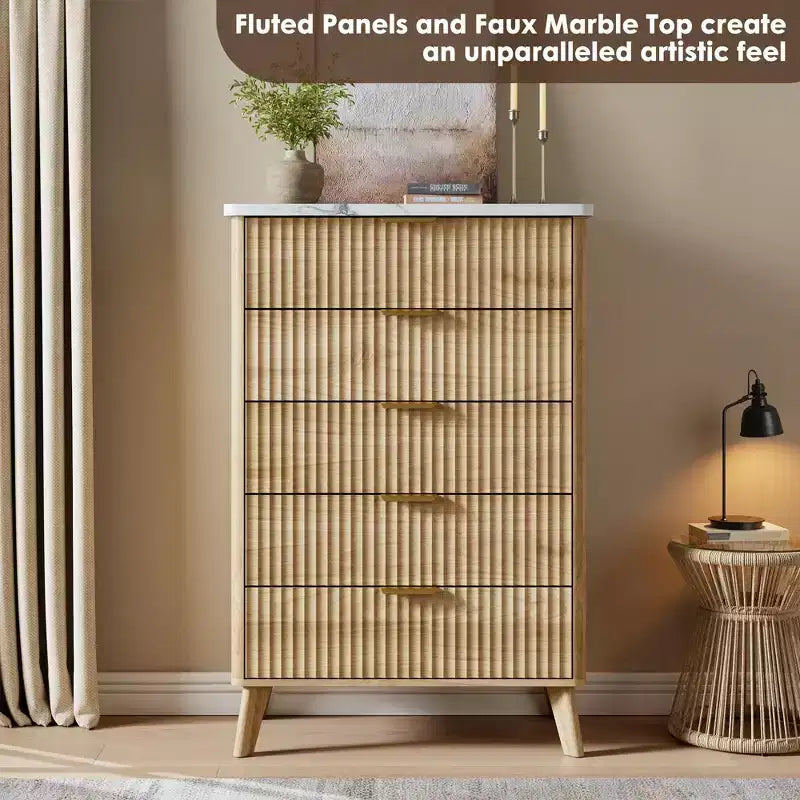Commode moderne en bois au profil incurvé