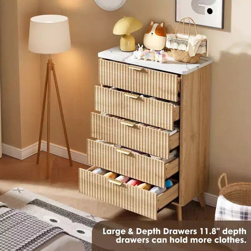 Commode moderne en bois au profil incurvé